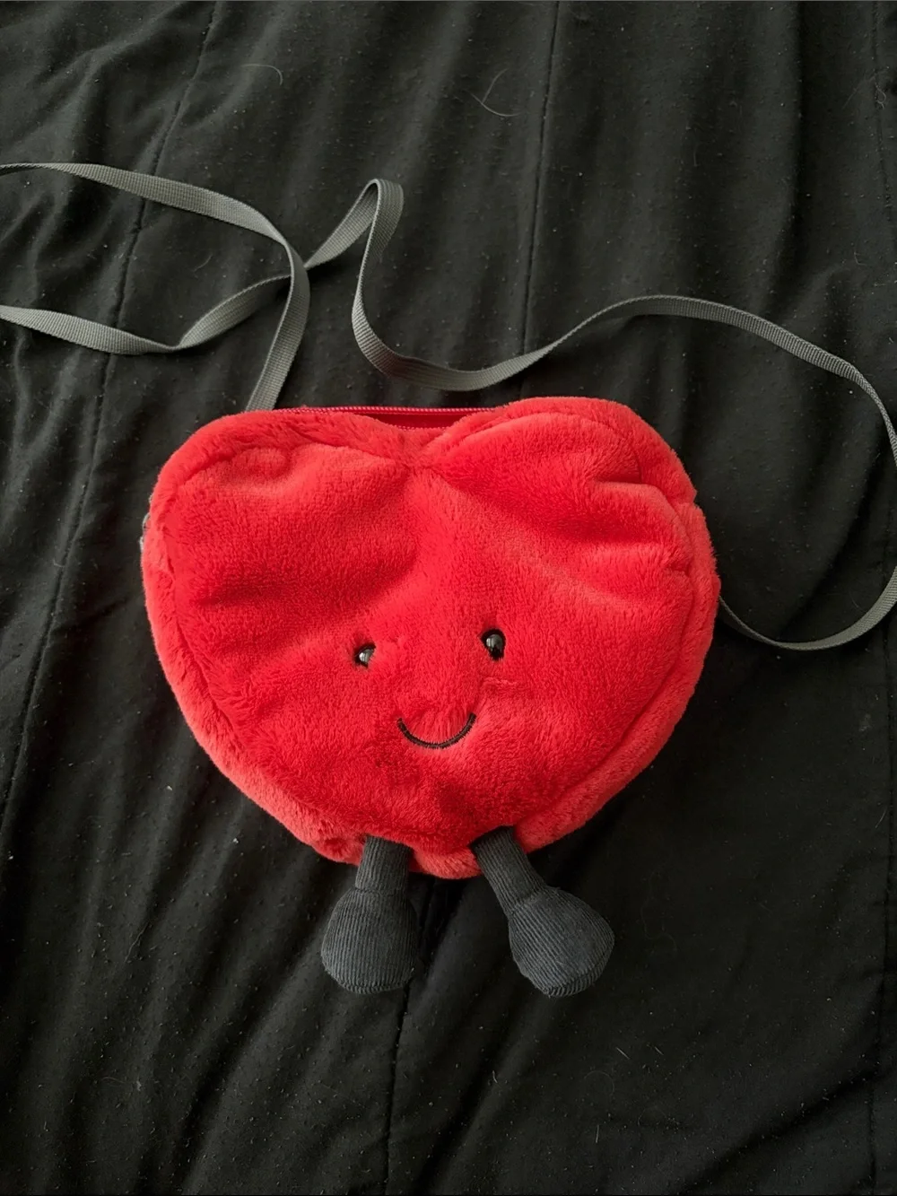 Cute Red Plush Heart Crossbody Bag for Kids - jelly cat